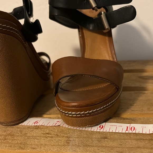 Chloe Brown and Black Wedge Sandals - Picture 8 of 8
